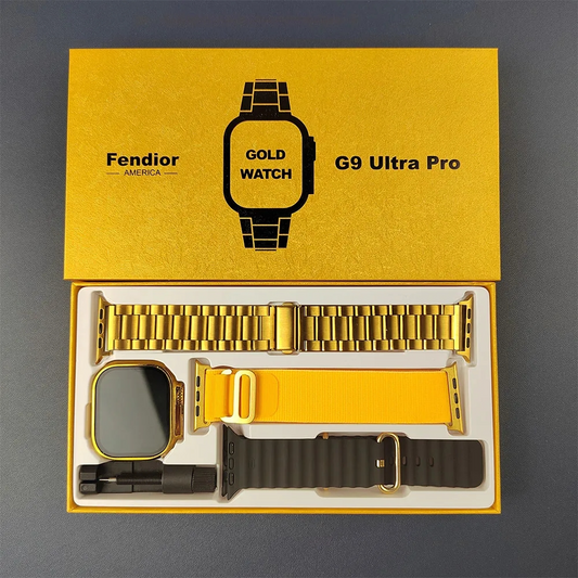 G9 Ultra Pro Series 8 Smart Watch Fendior American Gold Edition With 3 Extra Strap | Always On Display
